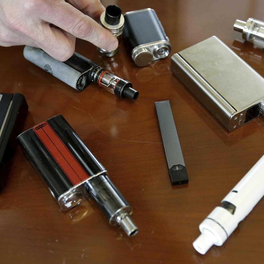 Vaping devices now come in many shapes and sizes; these were confiscated from students by a high school principal in Massachusetts in 2018.